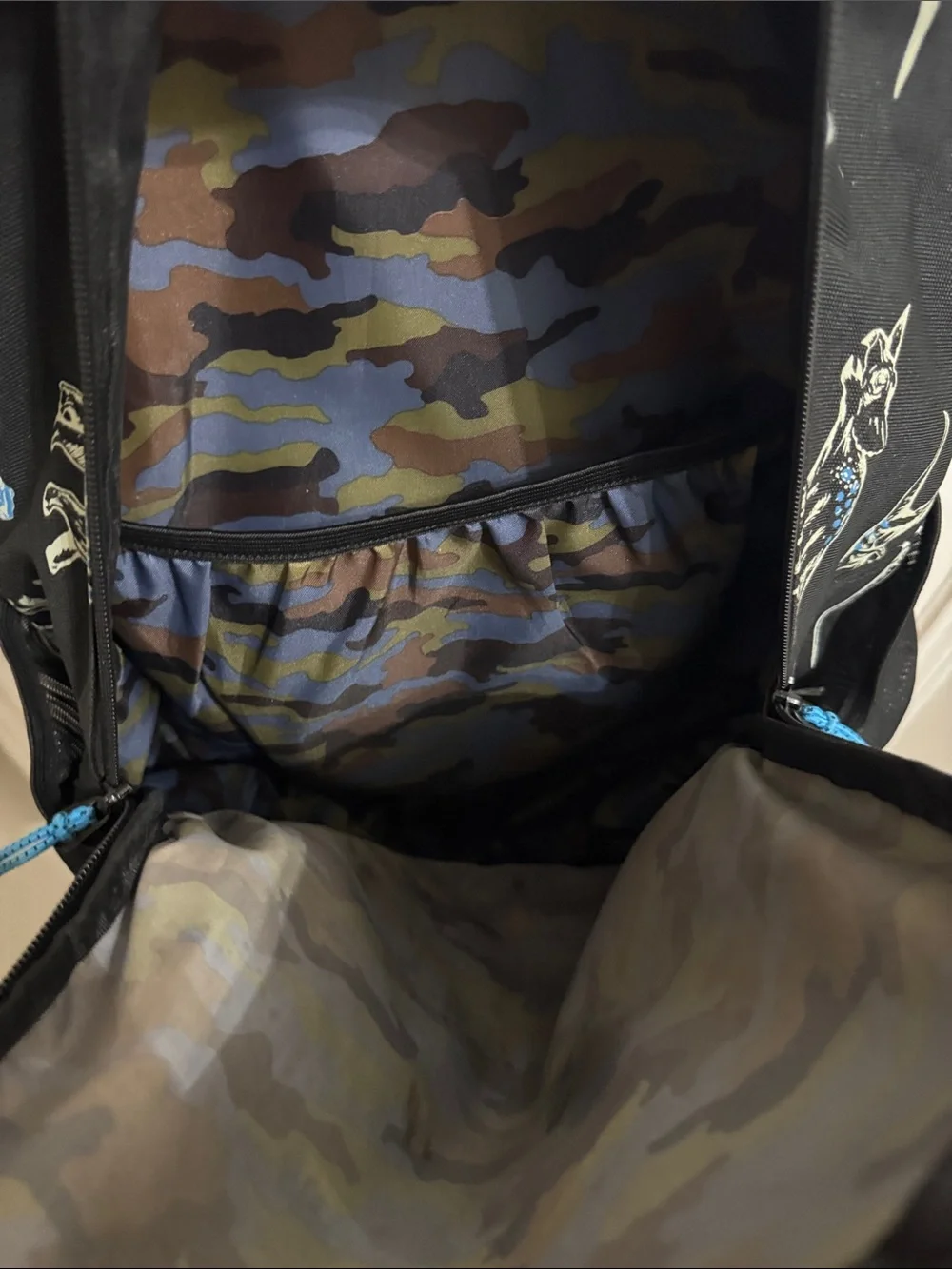 Boys Backpack Dinosaur 3 Front Zip Pockets Mesh Side Pockets Adjustable Straps